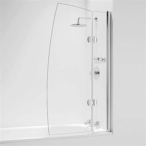 Coram Hinged Sail Bath Screen With Side Panel Chrome 2 Size Options