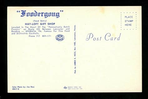 Pennsylvania Pa Chrome Postcard Ephrata Foodergong Restaurant Hay Loft