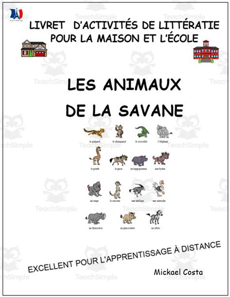 Livret dactivités de littératie et vocabulaire Les animaux de la