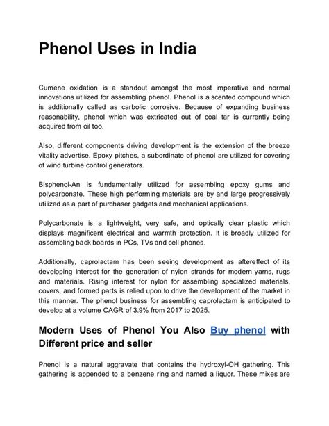 Buy Phenol - Phenol Uses in India