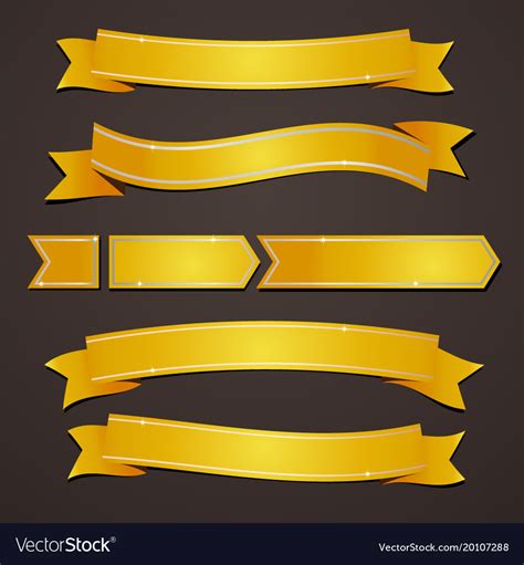 Collection Set Of Variation Gold Elegant Ribbons Vector Image