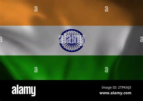 India flag waving in wind animation. close up view of Indian flag ...