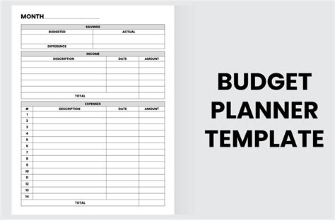 Budget planner template with sections for savings, income and expenses ...