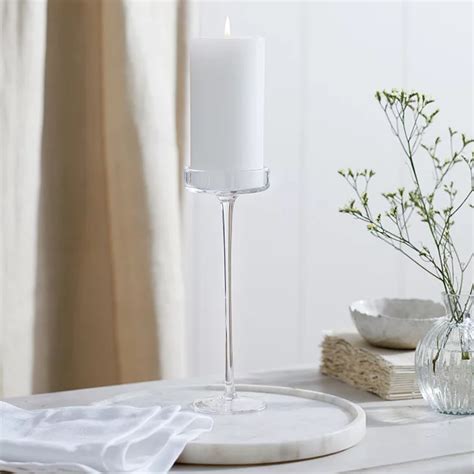 Glass Large Pillar Candle Holder Candle Holders The White Company Uk