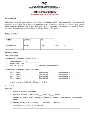 Fillable Online ERA RECERTIFICATION FORM AWS Fax Email Print PdfFiller