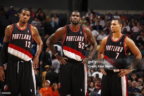 Lamarcus Aldridge Greg Oden And Brandon Roy Of The Portland Trail