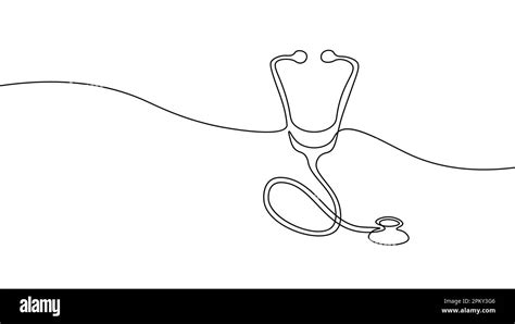 Medicine Stethoscope Single Continuous Line Art Health Care World Day