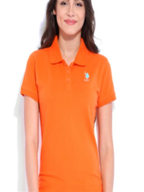 Buy U.S. Polo Assn. Women Orange Printed Polo T Shirt - Tshirts for Women 901315 | Myntra