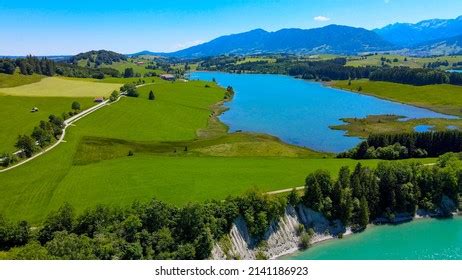 Aerial View Over Lake Forggensee City Stock Photo 2141186923 | Shutterstock