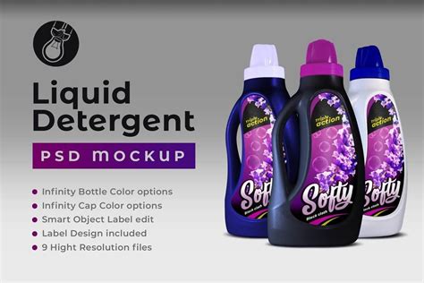 22 Best Detergent Mockup Packaging Bottle PSD Templates