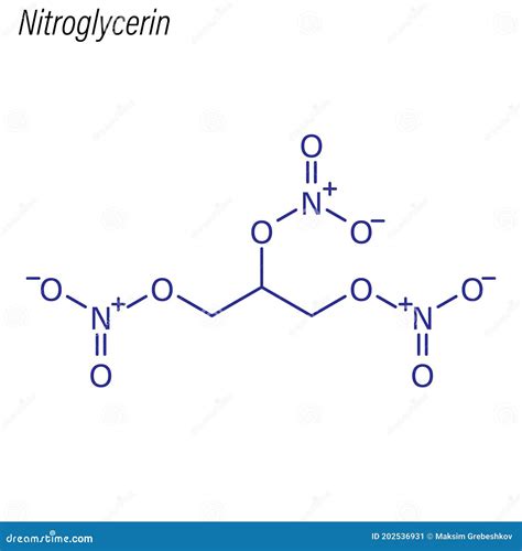 Nitroglycerin Molecule Skeletal Formula Vector Illustration ...