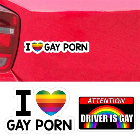 I Love Gay Porn Car Decal 13x8cm Creative Car Reflective Sticker Auto Window Bumper Rainbow