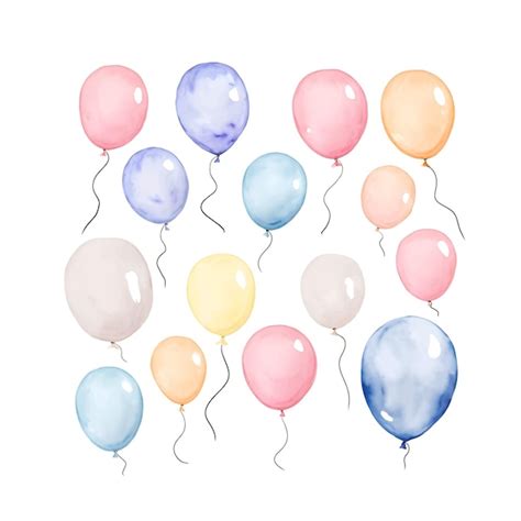 Conjunto De Globos De Aire De Acuarela Colorida Ilustraci N Vectorial