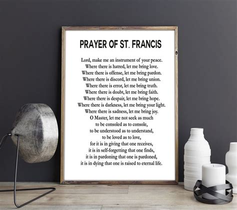 Prayer Of St Francis Prayer Poster Prayer Wall Art Christian Etsy