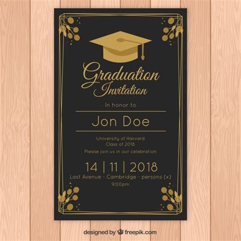 Plantilla Elegante De Invitaci N A Graduaci N Con Estilo Dorado