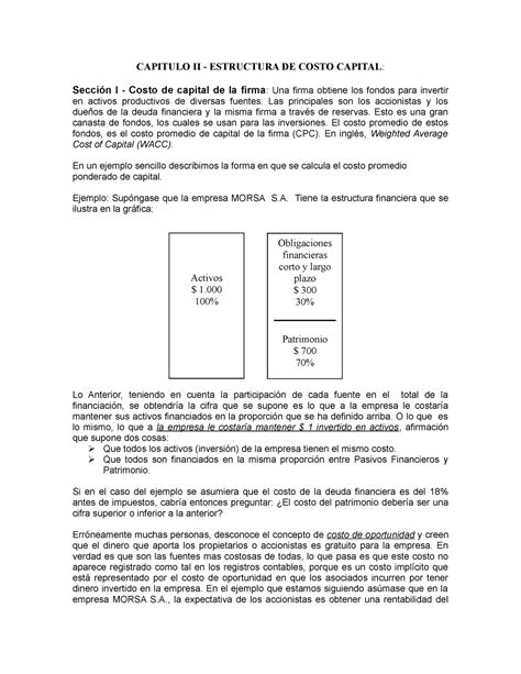 Estructura De Costo Capital Clases 14 Enero De 2017 Capitulo Ii