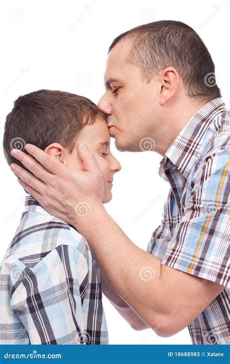 Father Kissing His Son On The Forehead Stock Image Image Of Head