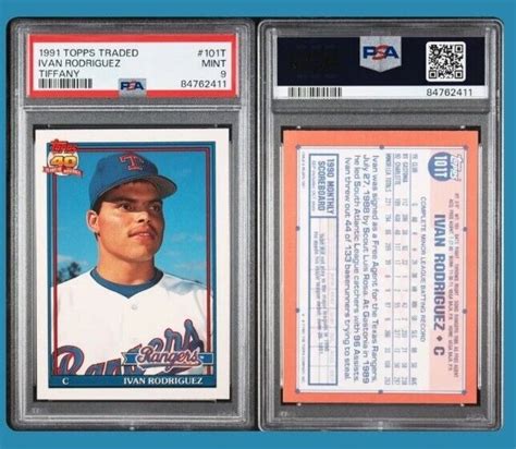 Topps Tiffany Traded T Ivan Rodriguez Psa Mint Hof Rc Rookie