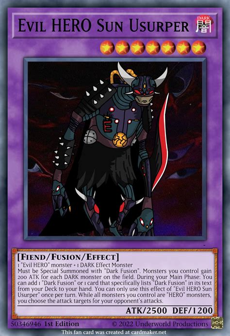 Evil HERO Sun Usurper | Based on E-HERO Sunrise : r/customyugioh