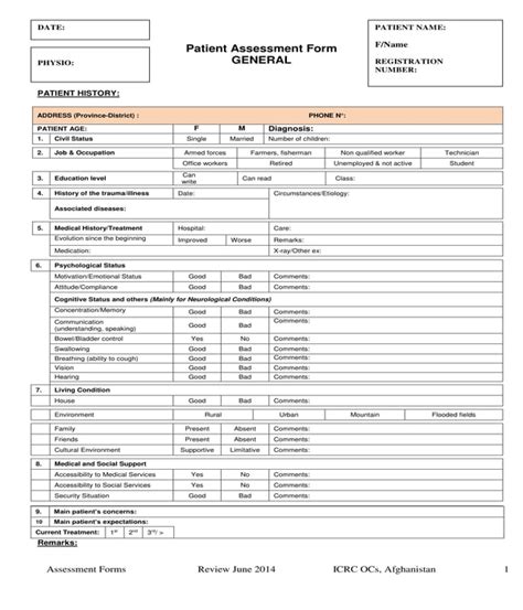 Physical Therapy Home Evaluation Form Pdf