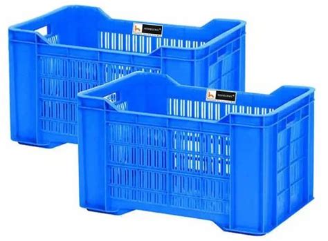 Rectangular L Homegenic Hdpe Blue Vegetable Crate Dimension