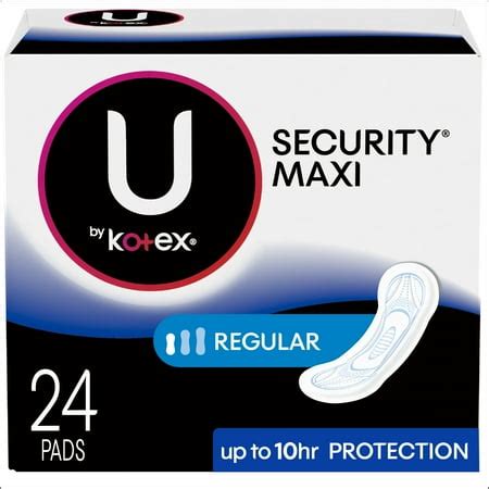 U by Kotex Security Maxi Pads, Regular, Unscented, 24 Ct - Walmart.com