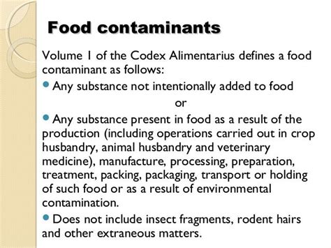 Health hazards of food contaminants