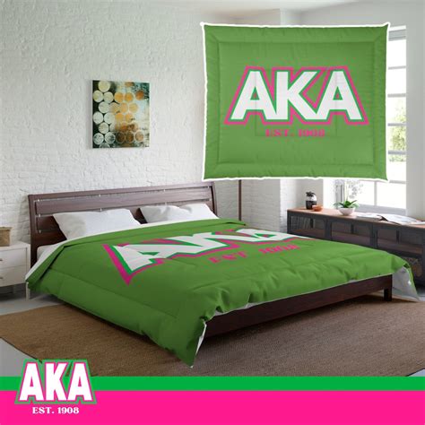 Alpha Kappa Alpha Sorority Comforter Set Pink And Green Bedroom Decor