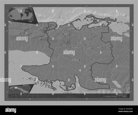 Matanzas Provincia De Cuba Mapa De Elevación En Dos Niveles Con Lagos