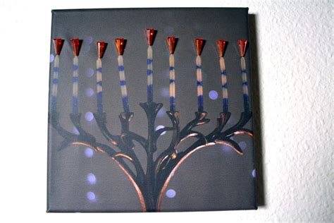 Menorah Tree Of Life Judaica Home Decor Stretched Canvas Etsy