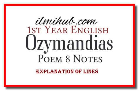 Ozymandias Poem Class Notes English Book Some Words Sorrow Cruel