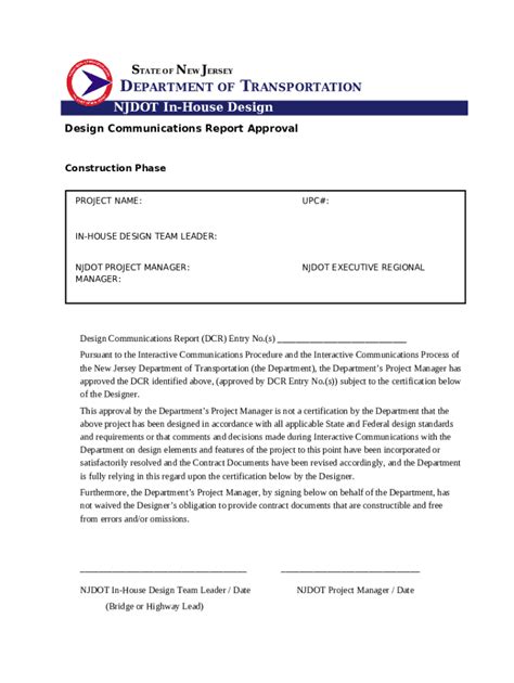 Templates Capital Project Delivery Capital Program Njdot Doc