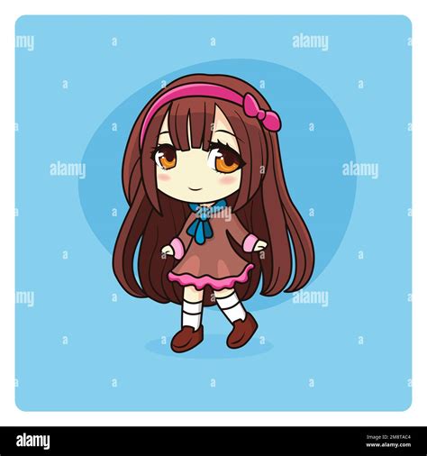 Cute And Kawaii School Girl In Dress Manga Chibi Girl Stock Vector