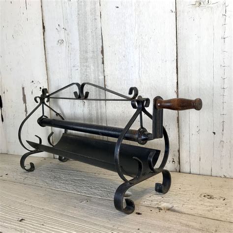 Vintage Wrought Iron Newspaper Log Roller With Wood Handle Etsy