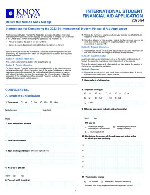 Fillable Online Financial Aid Application For International Students