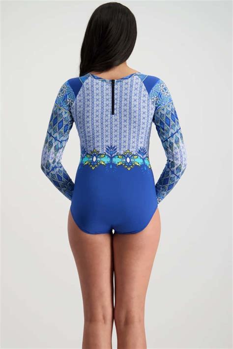 Moontide Swimwear Bohemian Aesthetic Long Sleeve One Piece Swimsuit