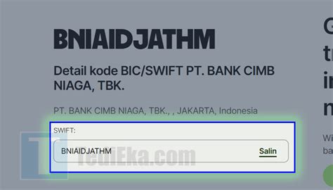 Cara Melihat Swift Code Cimb Niaga Semua Kota Cara Menggunakan Dan