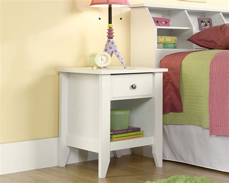 White Bedroom Nightstand 1 Drawer Nightstand Soft White Finish Shoal C – Homeportonline