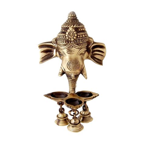 Brass Ganesha Wall Hanging Diya With Bells For Home Decor Brass