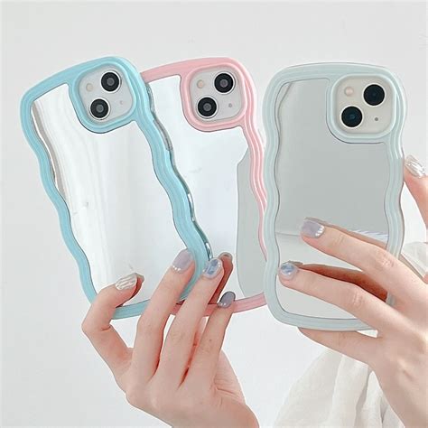 Soft Wavy Lines Mirror Phone Case For Iphone 11 12 13 Pro Max Xs Max X Xr Candy Bumper Cases