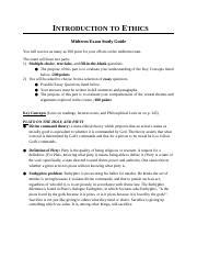 Ethics Midterm Exam Study Guide Docx Introduction To Ethics Midterm