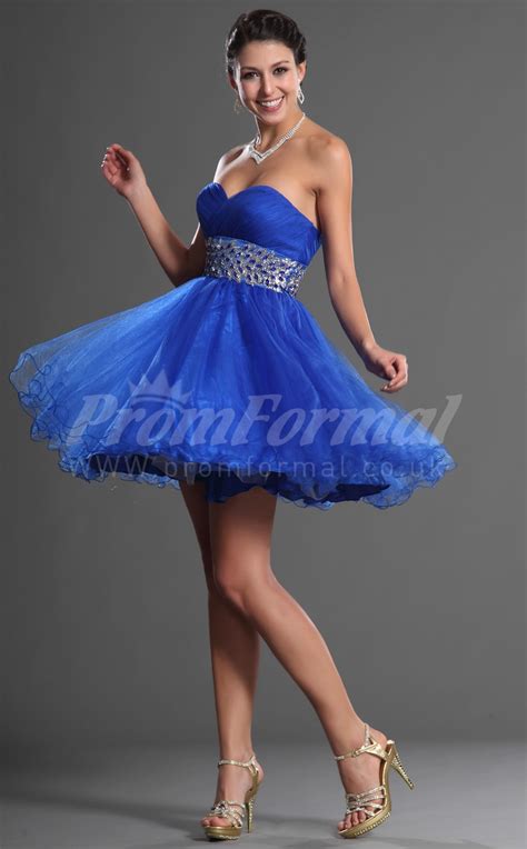 Ocean Blue Organza Princess Sweetheart Shortmini Cocktail Dresses