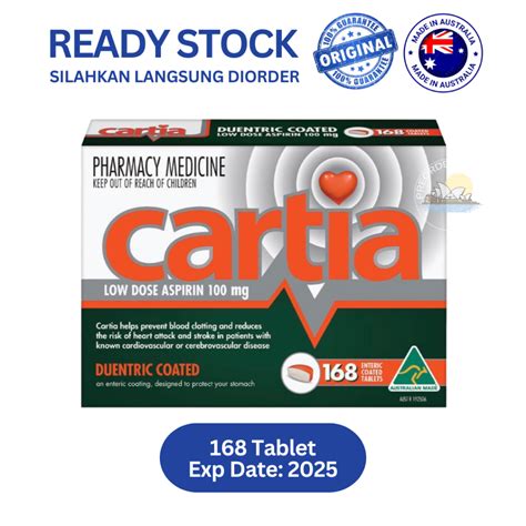 Jual Cartia Low Dose Aspirin 100mg 168 Tablets Australia Obat Pengencer Darah Shopee Indonesia