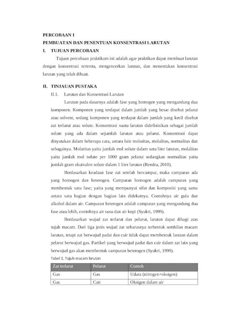 Doc Laporan Praktikum Kimia Dasar Pembuatan Dan Penentuan Konsentrasi