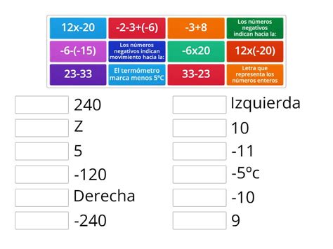 Números enteros Une las parejas