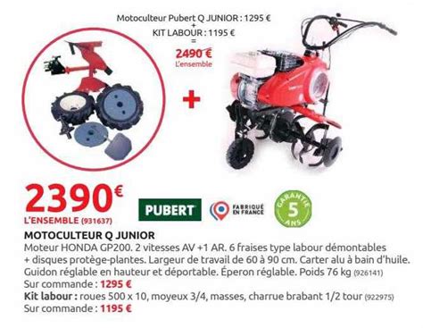 Promo Motoculteur Q Junior Pubert Chez Rural Master Icatalogue Fr