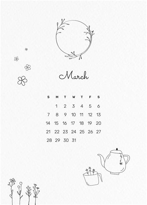 March Calendar Drawings Printable Calendars At A Glance