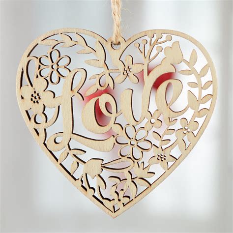 Laser Cut Wood Heart Cutout Ornament Wooden Hearts Unfinished Wood