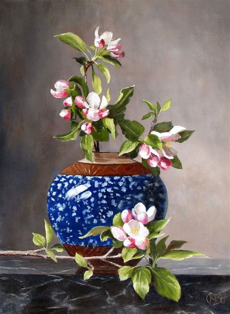 Pin By Serpil Serdar On Pink Blue Flower Painting Floral Painting