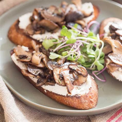 Mushroom Toast With Goat Cheese Basil And Bubbly